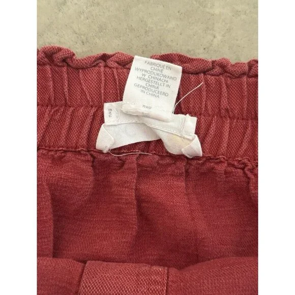 C&C California Women’s Red Button Front Skirt Size M Linen Blend Tie Waist - Picture 5 of 6
